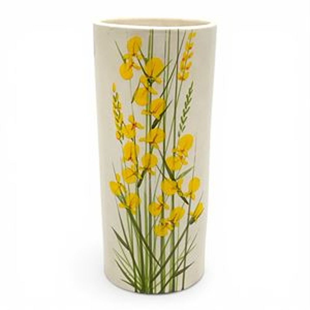 Mid-Century Bitossi Italy Rosenthal Netter 12-Inch Hand-Painted Floral Vase